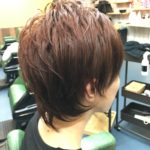 前髪マットアッシュ,右襟足マットアッシュ,アシンメトリースタイル,アシメ,2ブロック,レッドブラウン,マットアッシュ,部分染め,ゾーンカラー,